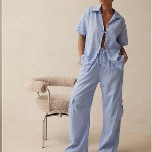 NWT Sabo Brielle Tie Front Short Sleeve Striped Top Size XXL Cruise Nautical